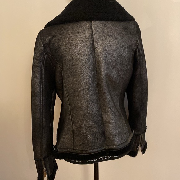 Michael Kors Lamb Wool Leather Jacket Coat Black S - Picture 7 of 12